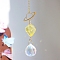 Glass Pendant Decorations, with Metal Finding and Natural Lemon Jade Chips, for Home Bedroom Hanging Decorations, 350mm