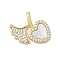 Brass Micro Pave Clear Cubic Zirconia Pendants, Cadmium Free & Lead Free, with Shell, Ginkgo Leaf & Heart Charms, Real 16K Gold Plated, 15x19.5x2mm, Hole: 4.5x3mm