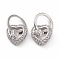 Brass Micro Pave Clear Cubic Zirconia Pendants, Cadmium Free & Nickel Free & Lead Free, Heart with Ring Charms, Platinum, 17mm, Hole: 8mm