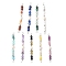Faceted Round Natural Mixed Gemstone & Potato Natural Cultured Freshwater Pearl Beaded Connector Charms, with Copper Wire Loops, Platinum, 40x4.5~5x3mm, Hole: 1.8mm