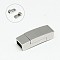 Tarnish Resistant 304 Stainless Steel Magnetic Clasps with Glue-in Ends, Rectangle, 23x7.5x6mm, Hole: 3x5mm