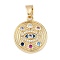 Brass With Cubic Zirconia, Real 18k Gold Plated, Round, Pendants with Jump Ring, Cadmium Free & Nickel Free & Lead Free, Real 18K Gold Plated, 20x17.5x2.5mm, Hole: 5x4mm