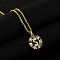 Brass Pave Colorful Cubic Zirconia Initial Ring Pendant Necklaces, 304 Stainless Steel Cable Chain Necklaces, Golden, Letter S, 17.72 inch(45cm)