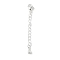 Brass Micro Pave Clear Cubic Zirconia Chain Extender, Cadmium Free & Nickel Free & Lead Free, 925 Sterling Silver Plated, 58mm, Teardrop: 6.5x3.5x2.5mm