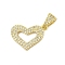 Rack Plating Brass Micro Pave Cubic Zirconia Pendants, Long-Lasting Plated, Lead Free & Cadmium Free, Real 18K Gold Plated, 14x19x2.5mm, Hole: 3x6mm