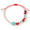 Synthetic Turquoise & Brass Beads Braided Bead Bracelets, Evil Eye Jewlery for Women, Star, Inner Diameter: 11 inch(28cm)