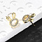 Rabbit Head Brass Micro Pave Cubic Zirconia Ear Studs, Long-Lasting Plated, Lead Free & Cadmium Free, Rack Plating, Real 18K Gold Plated, 12x9.5mm