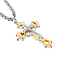 Stainless Steel Box Chains Necklaces, with Alloy Rhinestone Pendants, Cross, Golden & Stainless Steel Color, 23.62 inch(60cm)