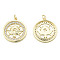Brass Micro Pave Clear Cubic Zirconia Pendants, with Brass Jump Rings, Nickel Free, Flat Round with Bird, Real 18K Gold Plated, 24.5x21.5x2.5mm, Jump Ring: 5mm in diameter, 1mm thick, 3mm inner diameter