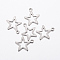 Tarnish Resistant 304 Stainless Steel Charms, Hollow Star, Stainless Steel Color, 14.5x12.5x0.8mm, Hole: 1.2mm