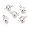 304 Stainless Steel Rhinestone Links Connectors, Flat Round, Stainless Steel Color, Crystal, 12x6.5x4mm, Hole: 2mm