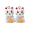 Resin Pendants, Lucky Cat Charms, with Platinum Iron Loop, Yellow, 24x14x13.5mm, Hole: 2mm