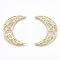 201 Stainless Steel Filigree Joiners Links, Moon, Golden, 35x26x1mm