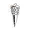 Brass Micro Pave Cubic Zirconia Pendants, Cone Charms, Rack Plating, Long-Lasting Plated, Lead Free & Cadmium Free, Platinum, 15x6.5mm, Hole: 0.9mm
