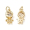 Brass Micro Pave Cubic Zirconia Pendants, Cadmium Free & Nickel Free & Lead Free, with Jump Ring, Boy Charms, Real 18K Gold Plated, 16x8x4mm, Hole: 3.4mm