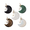 Natural & Synthetic Mixed Gemstone Pendants, Crescent Moon Charms with Golden Plated Brass Star, 42~43x32~33x7.5~8mm, Hole: 4.5mm