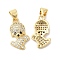 Brass Micro Pave Clear & Clack Cubic Zirconia Pendants, Cadmium Free & Lead Free, Dog Charms, Real 16K Gold Plated, 16x10x3mm, Hole: 5x3.5mm