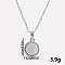 Stylish 304 Stainless Steel Pave Natural White Shell Flat Round Pendant Necklaces Simple Design Jewelry, Stainless Steel Color, Pendant: 1.6x1.3cm
