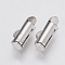 Brass Slide On End Clasp Tubes, Slider End Caps, Cadmium Free & Nickel Free & Lead Free, Platinum, 6x10x4mm, Hole: 1x3mm, Inner Diameter: 3mm