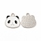 Alloy Enamel Pendants, Panda Charm, Platinum, 16x16.5x1mm, Hole: 2mm