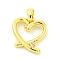 Brass Micro Pave Clear Cubic Zirconia Pendants, Cadmium Free & Nickel Free & Lead Free, Heart, Real 18K Gold Plated, 16x16x3.5mm, Hole: 5x3mm