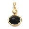 Brass Pendants, Oval with Cabochon Charms, Cadmium Free & Nickel Free & Lead Free, Real 18K Gold Plated, 23x13.5x6.5mm, Hole: 3x4.5mm