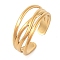 Ion Plating(IP) 304 Stainless Steel Open Cuff Rings for Women, Real 14K Gold Plated, Stick, 9mm, Adjustable