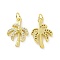 Brass Micro Pave Clear Cubic Zirconia Pendants, Cadmium Free & Nickel Free & Lead Free, with Jump Ring, Coconut Tree Charms, Real 18K Gold Plated, 18x12.5x2mm, Hole: 3.2mm