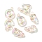 UV Plating Rainbow Iridescent Acrylic Pendants, Letters, Old Lace, 25~26x14~22.5x8mm, Hole: 3.5mm