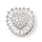 Brass Micro Pave Cubic Zirconia Slide Charms, Long-Lasting Plated, Heart, Platinum, 13.5x13.5x6mm, Hole: 1.5x3mm and 11x1.5mm