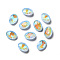 Mocha Fluorescent Style Glass Rhinestone Cabochons, Pointed Back, Oval, Light Sapphire, 14x10x5mm
