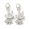 Rack Plating Brass Micro Pave Clear Cubic Zirconia Pendants, Long-Lasting Plated, with Jump Rings, Lead Free & Cadmium Free, Rabbit, Platinum, 15x7x3mm, Hole: 3mm