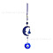 Glass Evil Eye Hanging Ornament, Turkish Style Pendant Decoration, Wind Chime, Moon, 250mm