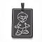 202 Stainless Steel Pendants, Rectangle with Boy, Gunmetal, 38x25x2mm, Hole: 4x9mm
