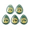 Natural Green Aventurine Pendants, Teardrop with Tree of Life Pattern, 32~33.5x25~26x6.5~7.5mm, Hole: 2mm, 6pcs/bag