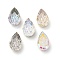 Embossed K9 Glass Rhinestone Cabochons, Flat Back, Back Plated, Teardrop, Mixed Color, 14x9x4mm