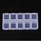 Cuboid Plastic Bead Containers, Flip Top Bead Storage, 10 Compartments, White, 8.8x4.4x2.05cm