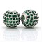 Brass Cubic Zirconia Beads, Round, Platinum, 10mm, Hole: 2mm