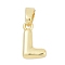Brass Charms, Letter, Cadmium Free & Lead Free, Long-Lasting Plated, Rack Plating, Letter L, 11x6.5x2.5mm, Hole: 3x5mm