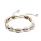 Natural Shell Braided Bead Anklet with Synthetic Turquoise Beads, Braided Nylon Adjustable Anklet, Wheat, Inner Diameter: 2-1/8~3-3/8 inch(5.35~8.5cm)