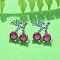 Brass Micro Pave Cubic Zirconia Stud Earrings, Rack Plating, Long-Lasting Plated, Lead Free & Cadmium Free, Cherry, Platinum, 13x13mm