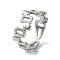 Non-Tarnish 304 Stainless Steel Open Cuff Ring, Hollow Rectangle, Stainless Steel Color, US Size 7 1/4(17.5mm)
