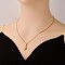 Stainless Steel Shell Shaped Pendant Necklaces for Women, Real 18K Gold Plated, 17.72 inch(45cm)