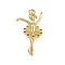 Brass Micro Pave Cubic Zirconia Pendants, Dancer, Cadmium Free & Lead Free, Real 18K Gold Plated, with Jump Ring, Dark Orange, 26.5x15.5x8.5mm, Hole: 3mm