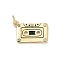 Brass Enamel Pendants, with Jump Ring, Cassette Tape Charms, Rack Plating, Cadmium Free & Lead Free, Lasting Plated, Real 18K Gold Plated, 12x18x1.5mm, Hole: 3.5mm