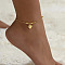 Heart Brass Charm Anklets for Women, Golden, 8-5/8 inch(220mm)
