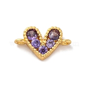 Подвески-сердечки с микропаве из латуни и кубическим цирконием KK-F894-03G-02