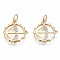Brass Micro Pave Clear Cubic Zirconia Pendants, Nickel Free, Bow with Arrow, Real 18K Gold Plated, 17x16x2mm, Jump Ring: 5x0.7mm, 3mm inner diameter
