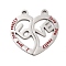 Non-Tarnish 304 Stainless Steel Split Pendants, Love Heart with Word I Love You Really Charm, Stainless Steel Color, 26x25x1mm, Hole: 2mm