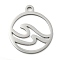 Non-Tarnish 304 Stainless Steel Pendants, Laser Cut, Stainless Steel Color, Flat Round Charm, Wave, 25x21.5x1mm, Hole: 2.5mm
